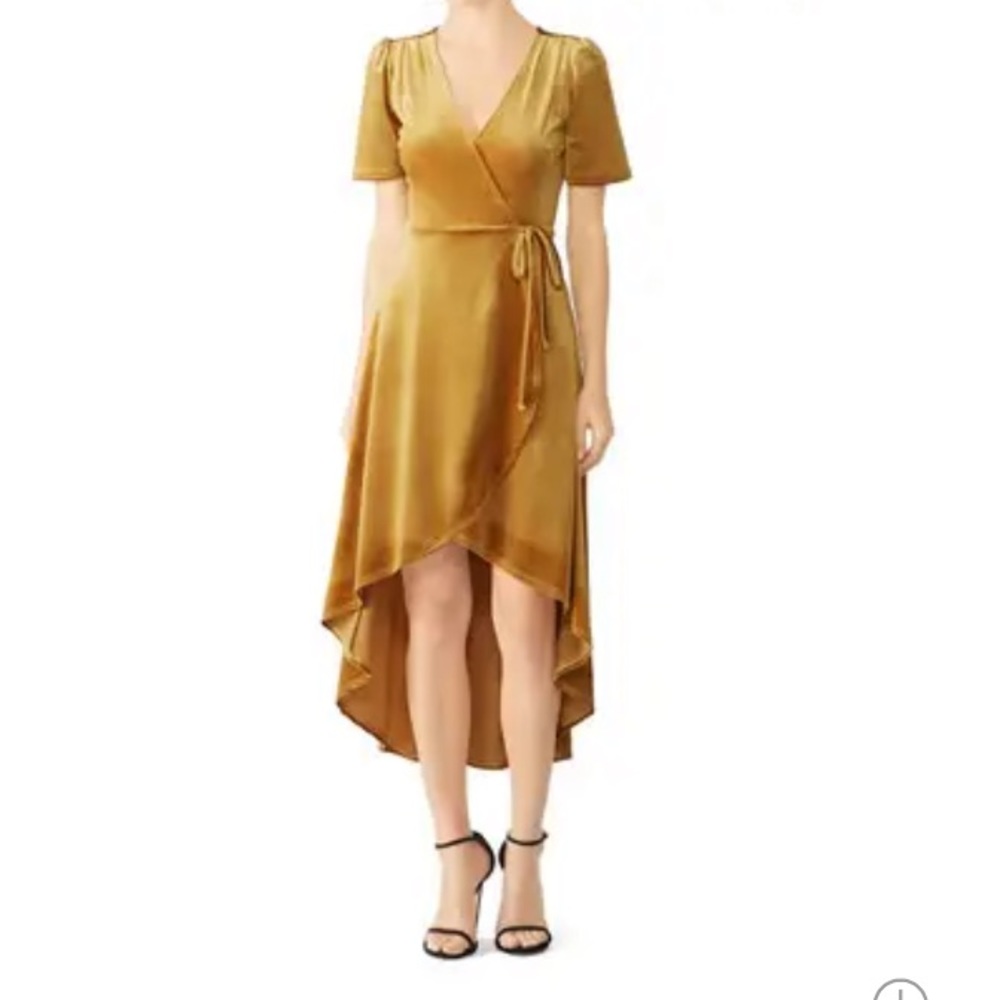 Mustard Velvet Wrap Dress